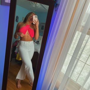 Neon pink twist going out top